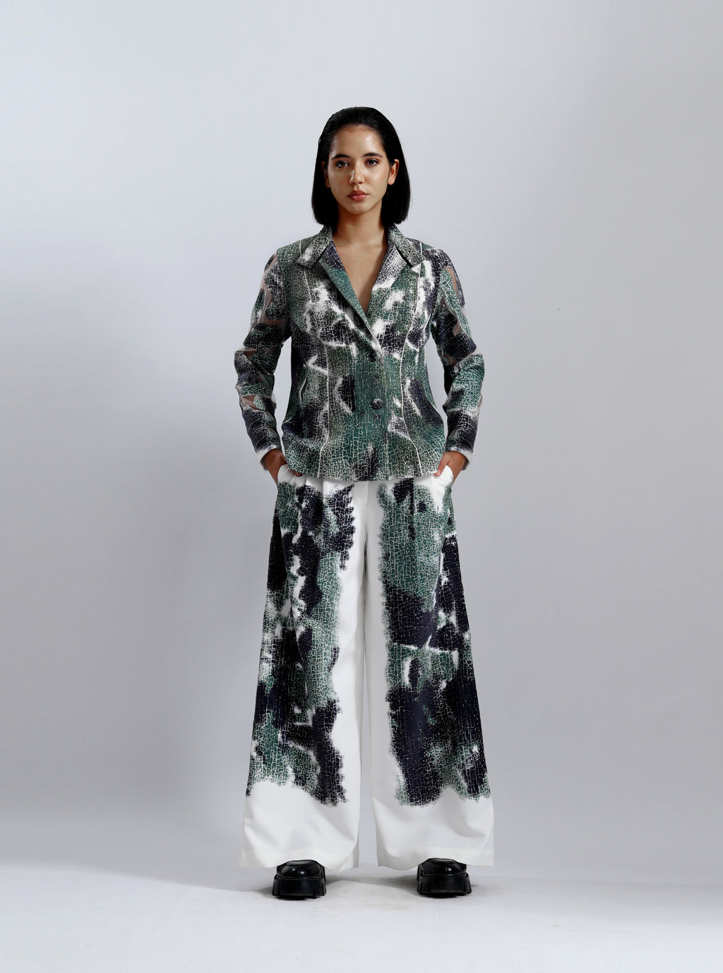 Abstract Print Tailored Blazer