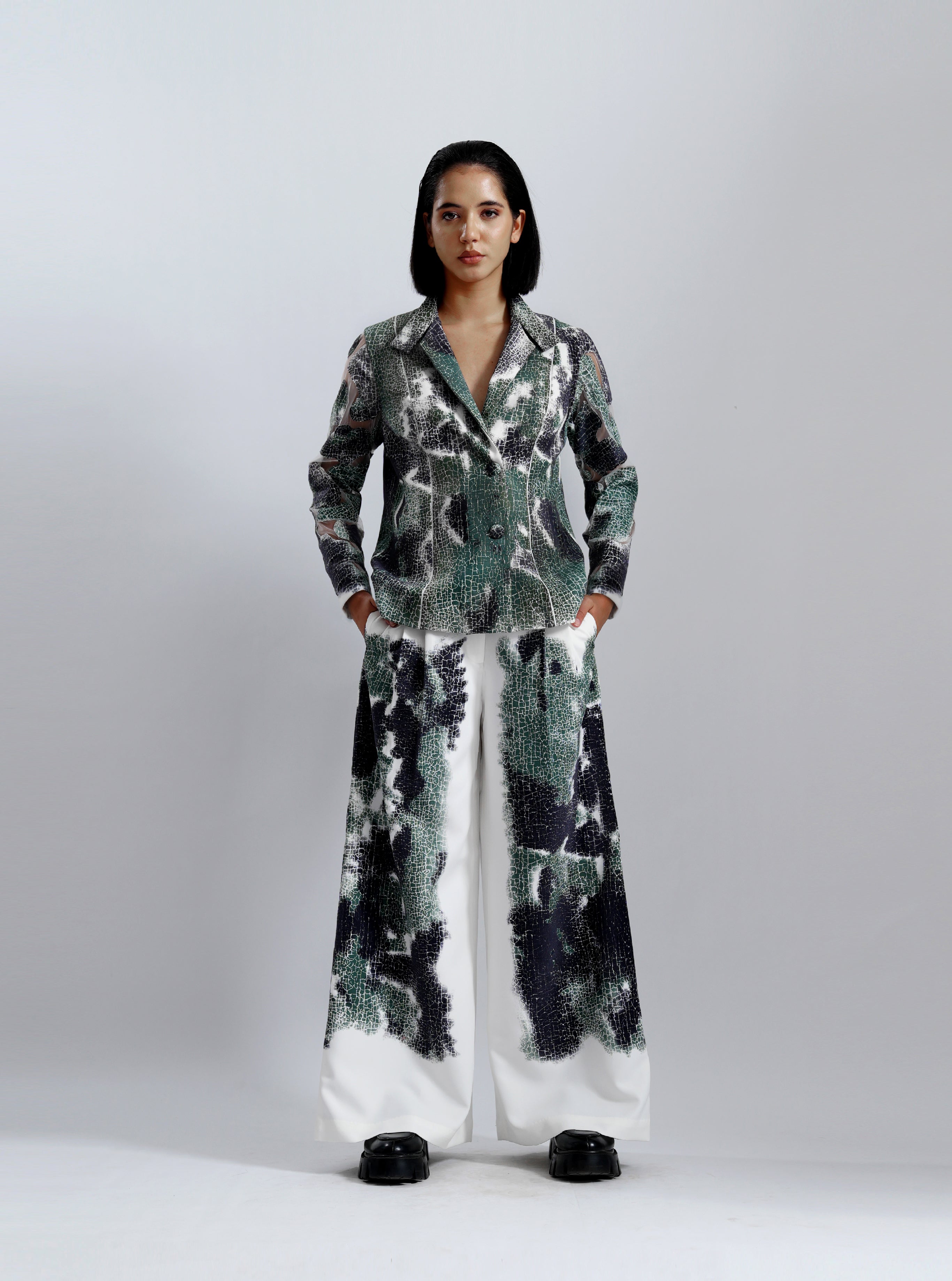 Abstract Print Tailored Blazer