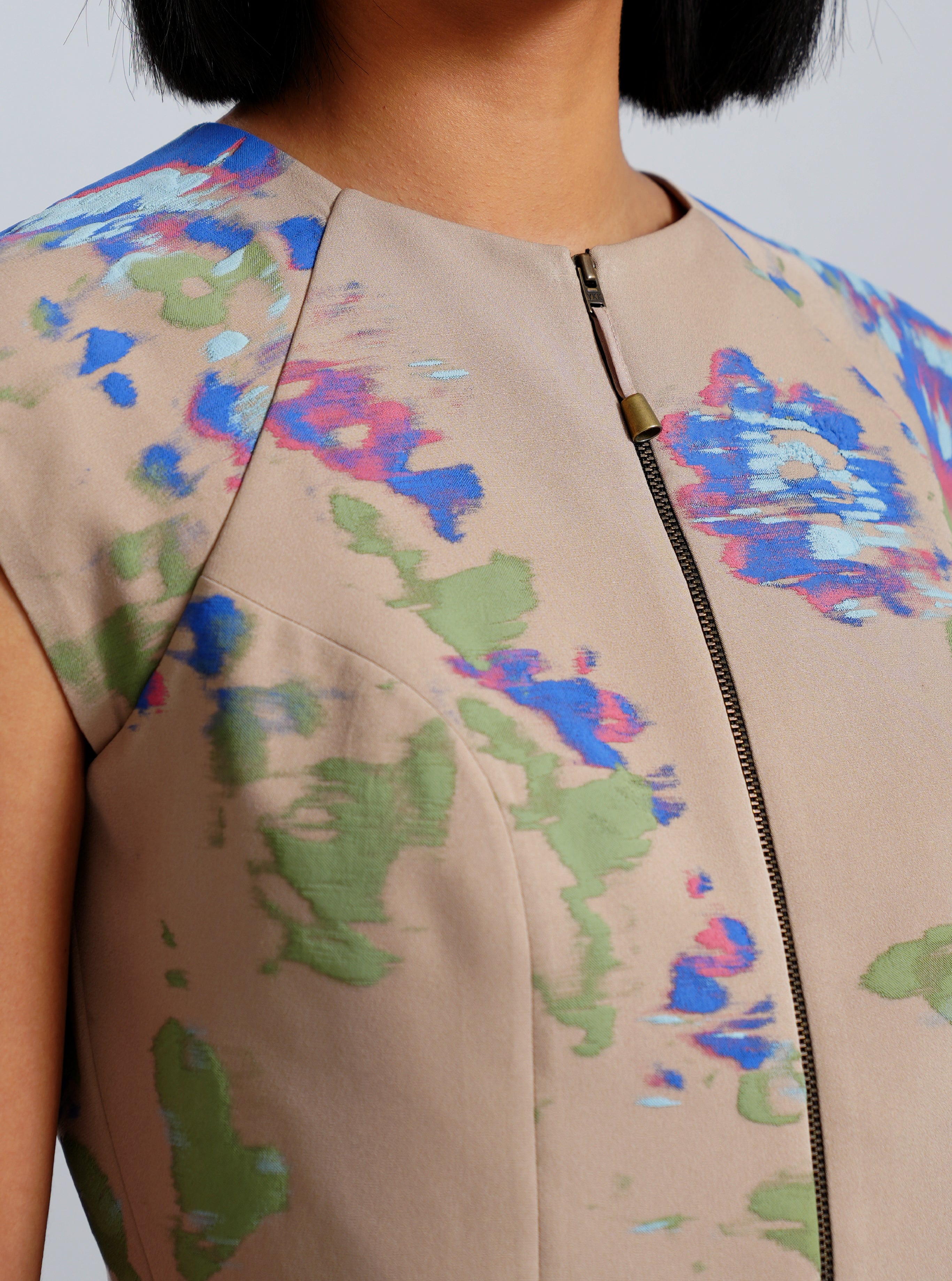 Beige Floral Printed Crop Top
