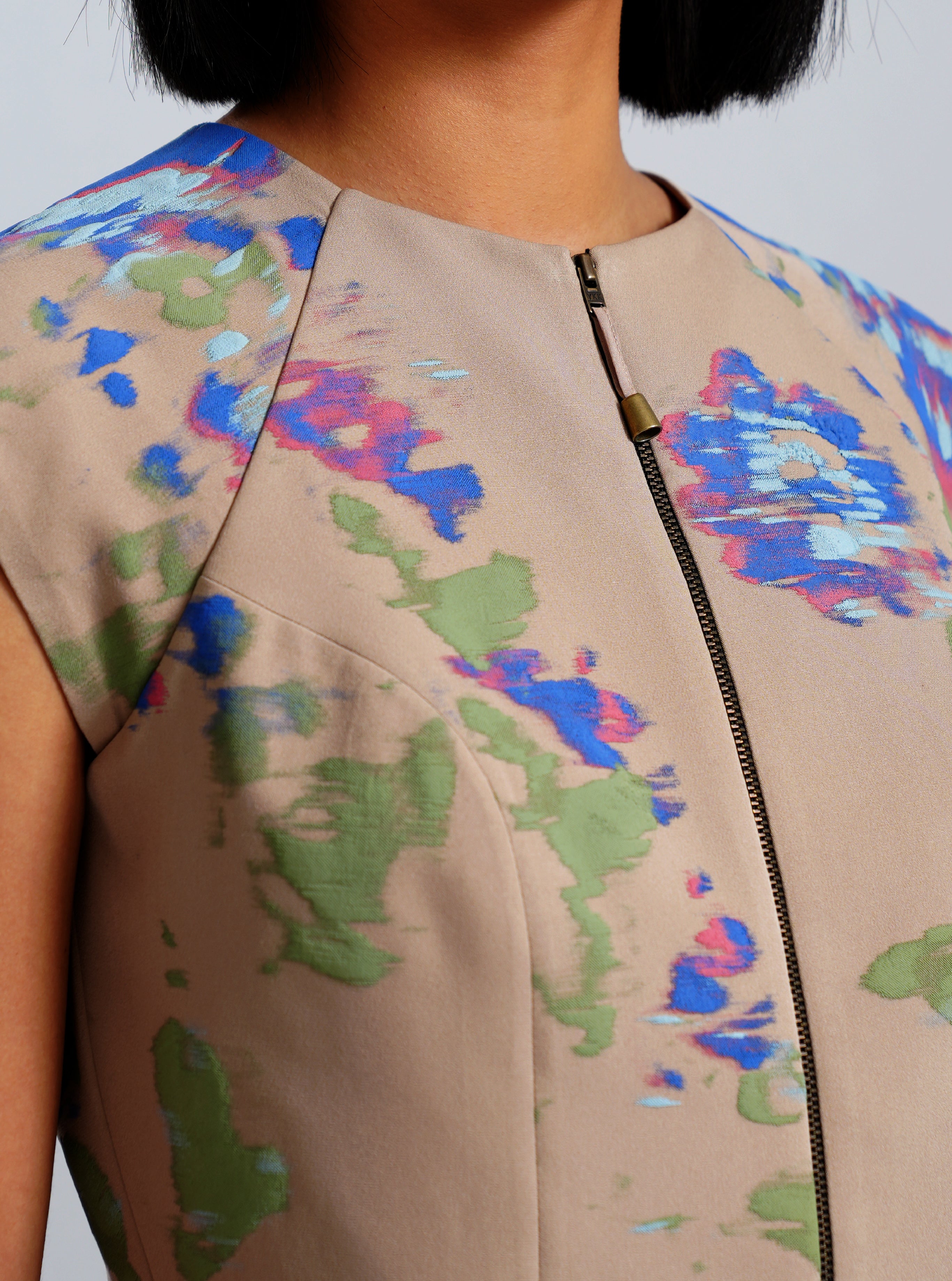Beige Floral Printed Crop Top