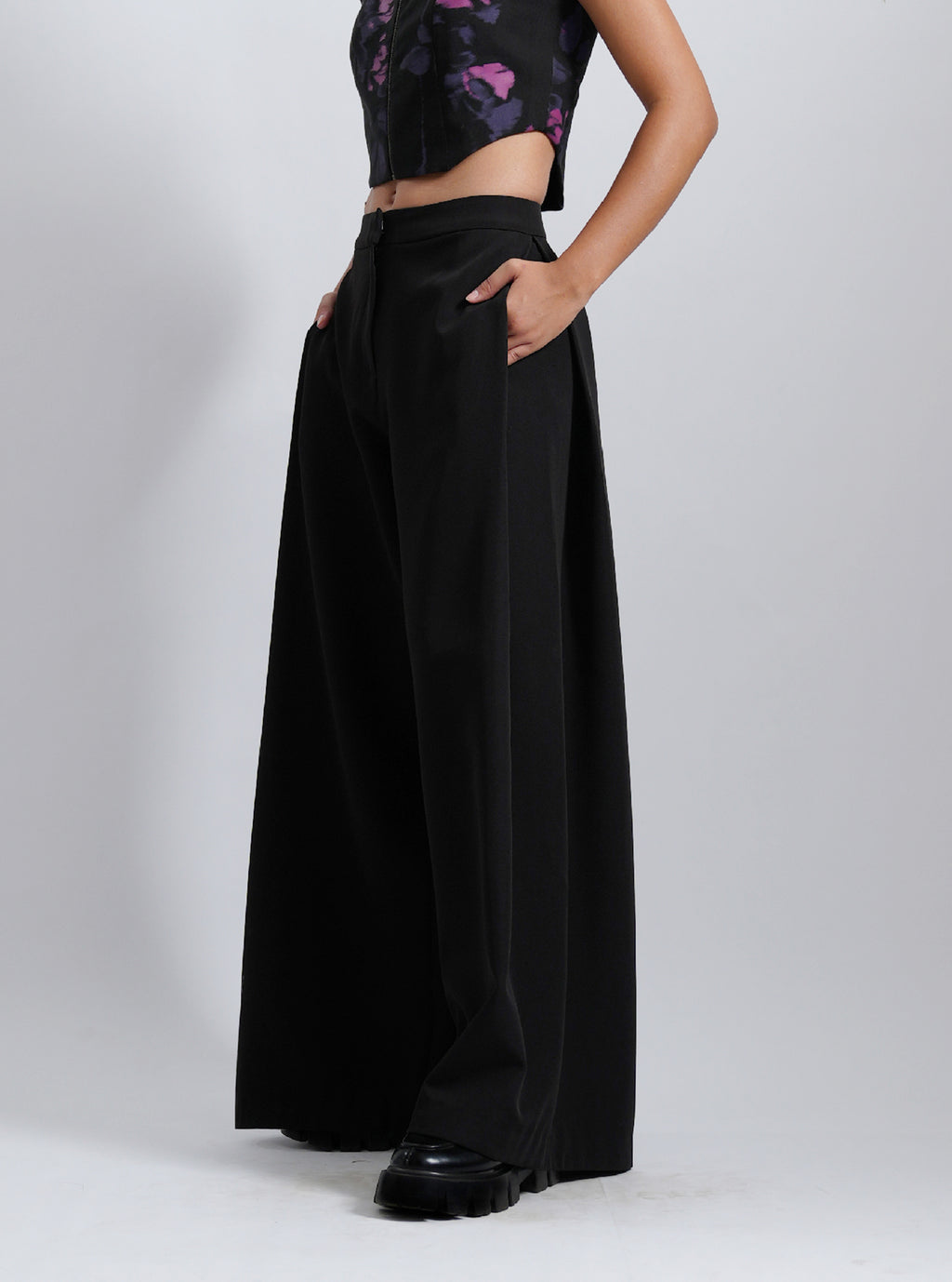 Noir Flow Wide-Leg Pants